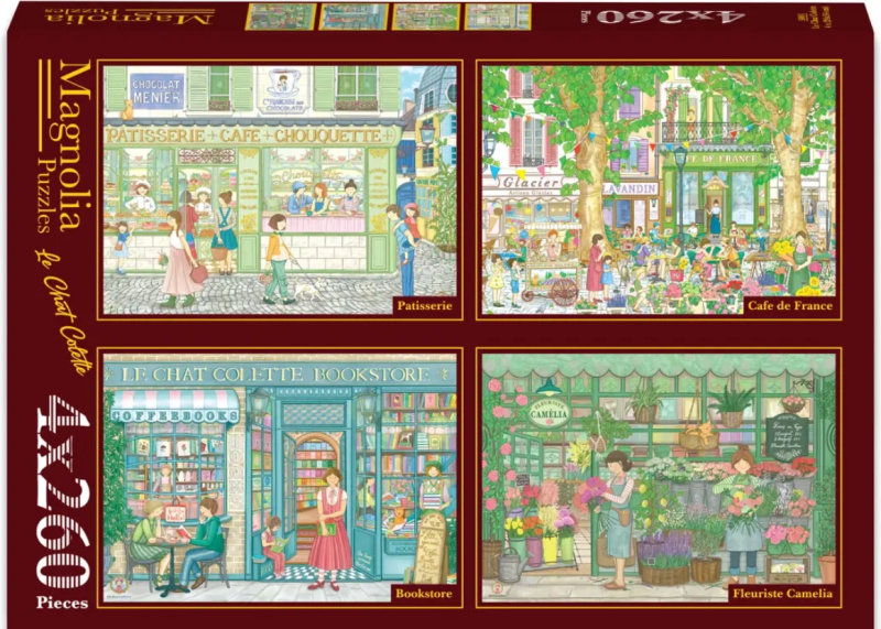 Magnolia puzzle cukrárna, kavárna, knihkupectví a květinářství (4×260 dílků)