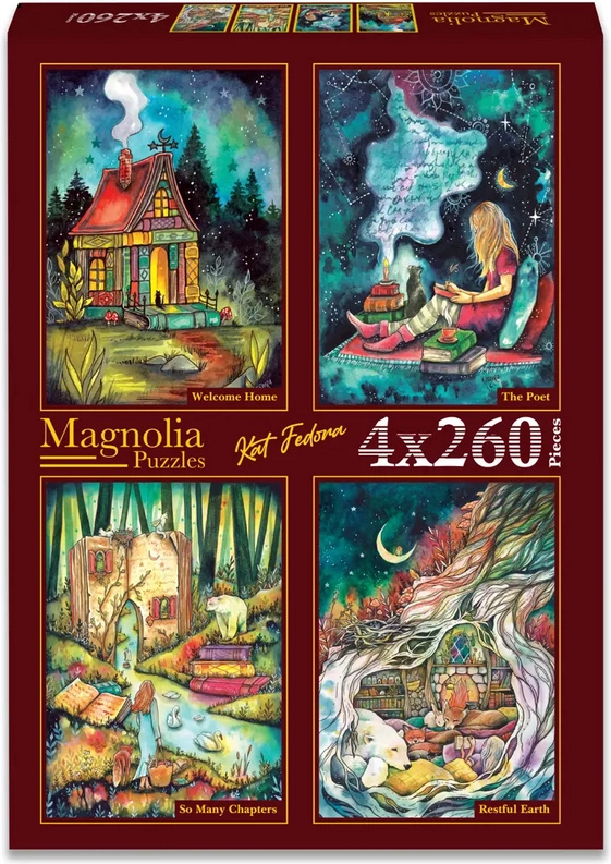 Magnolia puzzle Návrat domů, Duše básníka, Příběh plný kapitol a Poklidná země (4×260 dílků)