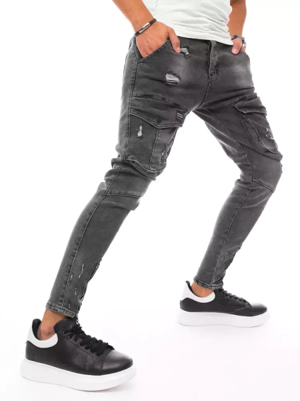 Tmavě šedé pánské nákladní džíny Dstreet UX3288 s30