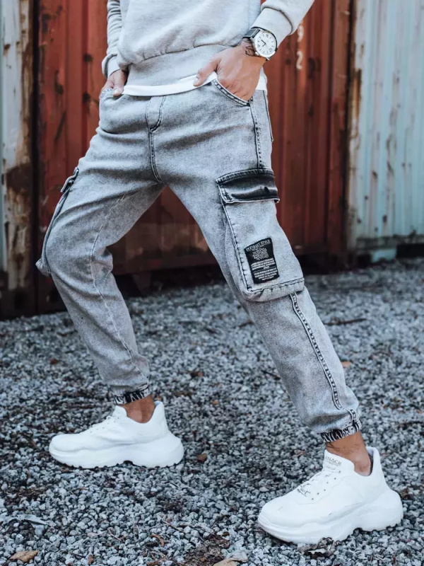 Pánské nákladní kalhoty džínové světle šedé Dstreet UX3309 Barva: Šedá - světle, Velikost: 30