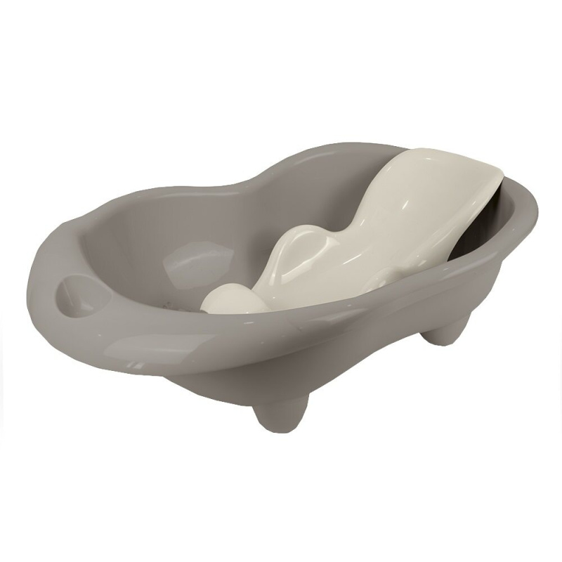 Dětská vanička Hippo s lehátkem, šedá, 26x84,5x50,5 cm