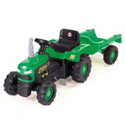 DOLU Dětský traktor šlapací s vlečkou, zelený