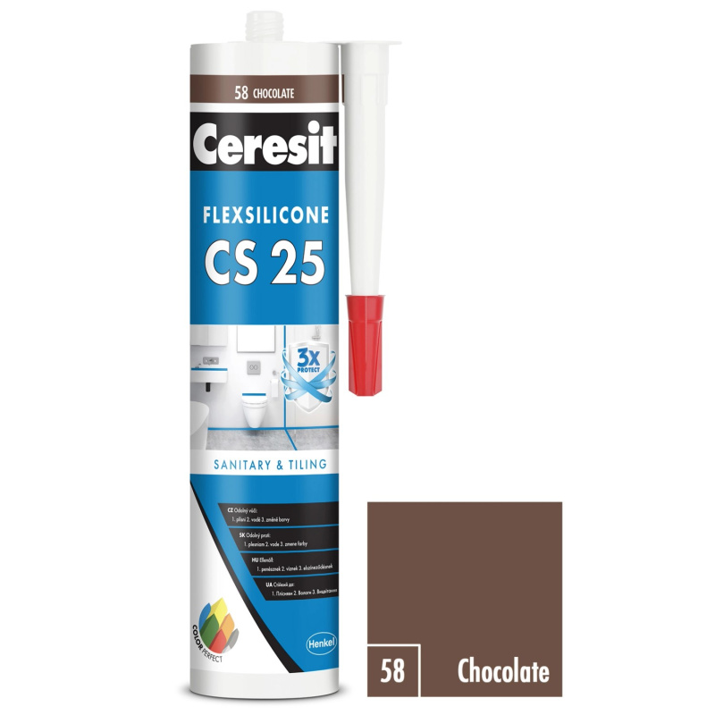 Silikon sanitární Ceresit CS25 58 chocolate 280 ml