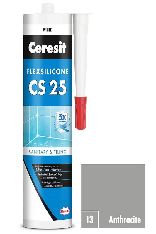 Silikon sanitární Ceresit CS25 13 antracit 280 ml