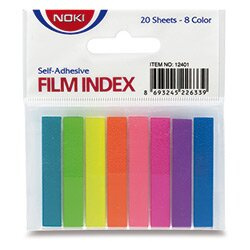Noki Film Index - samolepicí záložky - 46 × 8 mm, 8 barev × 20 ks