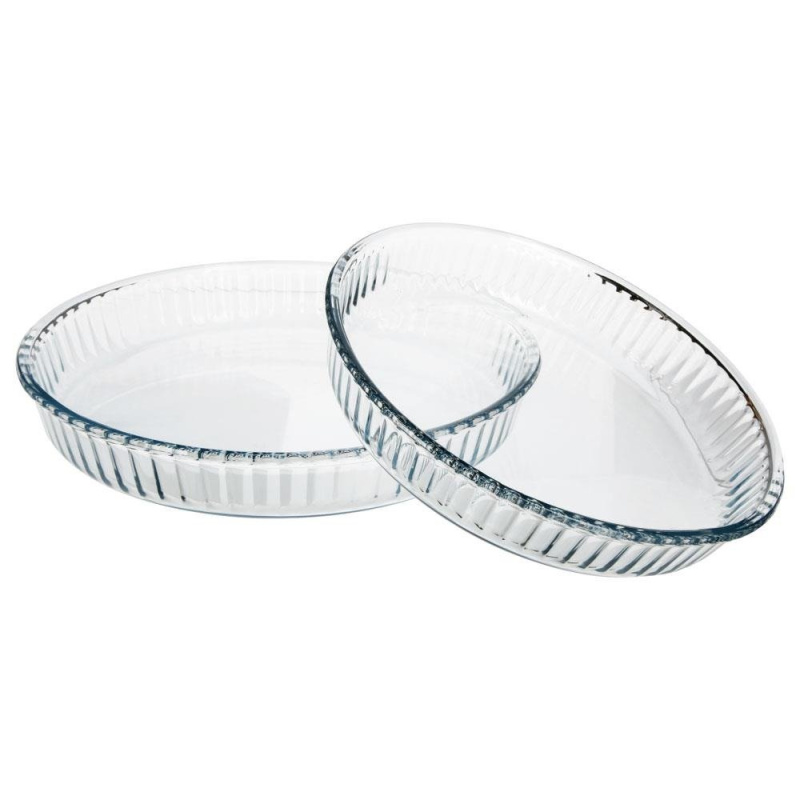 Secret de Gourmet Dvě kulaté formy na pečení koláčů – skleněné, 32 a 26 cm 118530 transparentní