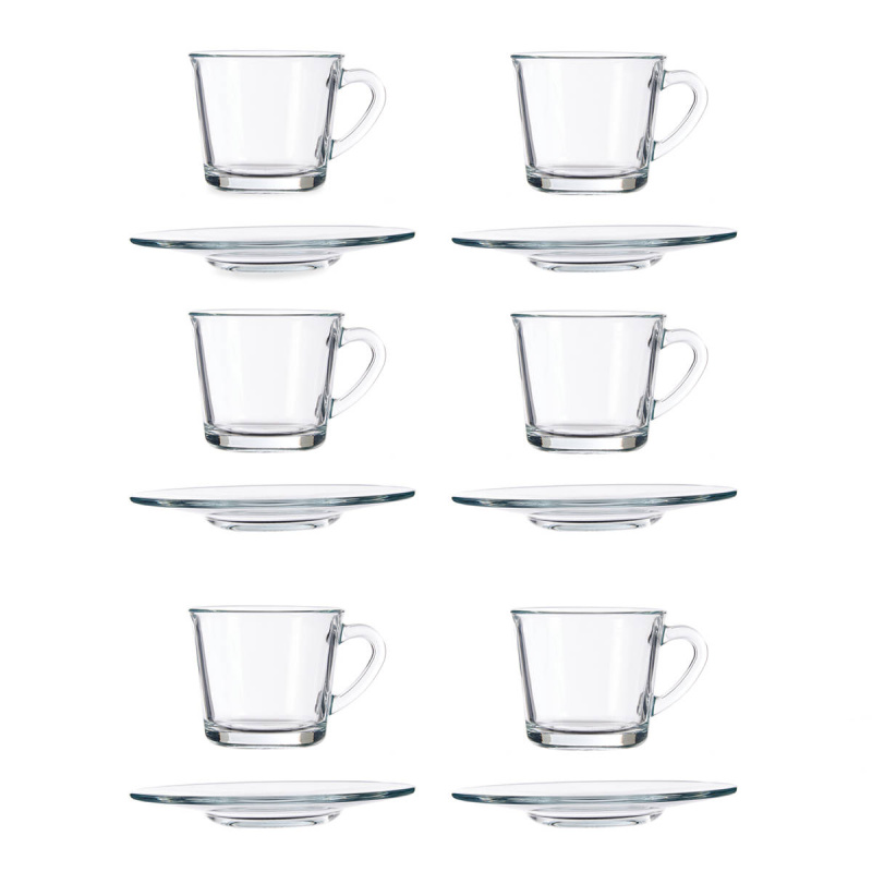 Pasabahce Kávový servís z průhledného skla, 190 ml transparentní