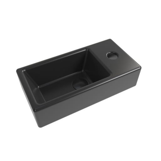 Umývátko SAT Brevis 40,5x20,5 cm černé otvor pro baterii vpravo SATBRE4020SRBKM