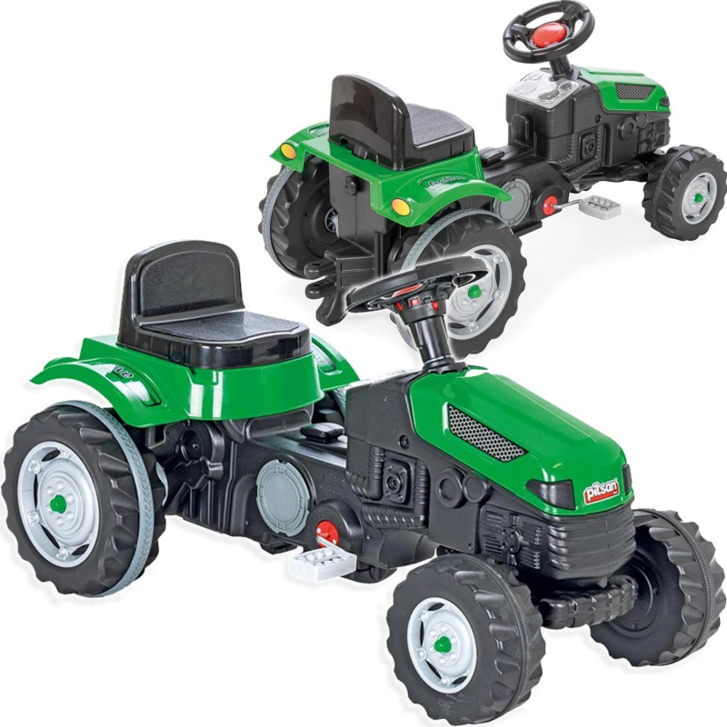 Pilsan Traktor šlapací s volantem zelený