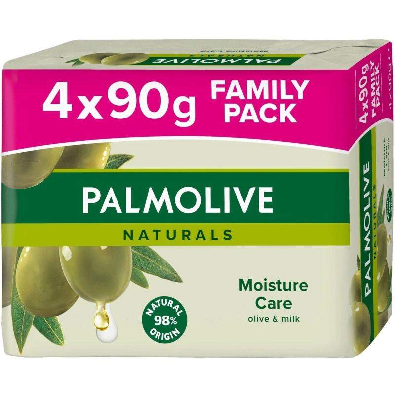 Palmolive Naturals Milk & Olive tuhé mýdlo 4x90 g