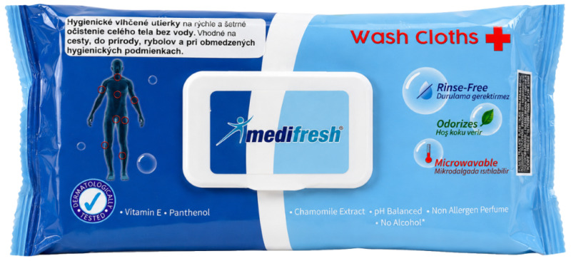 Medifresh vlhčené ubrousky pro dospělé s klipem 60 ks