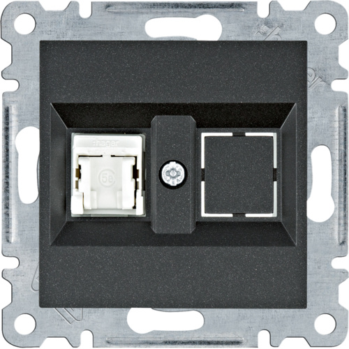 Zásuvka datová Hager lumina CAT5E 1× RJ45 UTP nestíněná černá mat