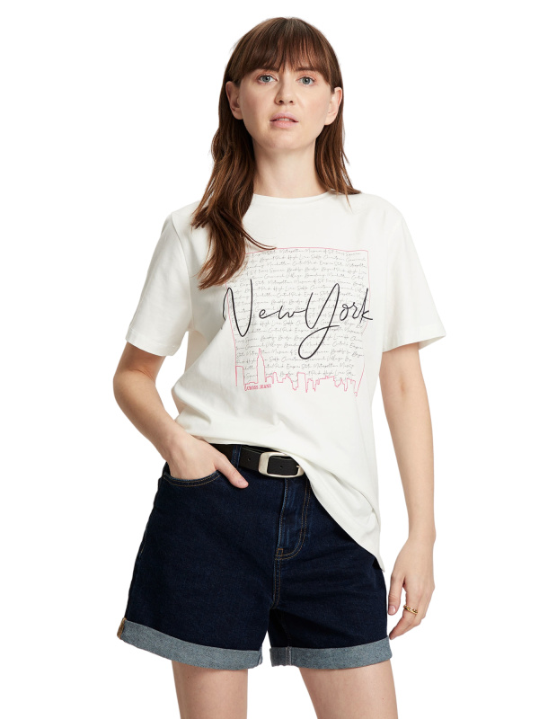 Dámské tričko k.r. CROSS JEANS bílé-M