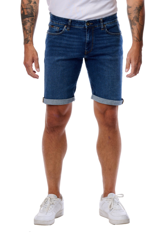 Pánské kraťasy CROSS JEANS Leom tmavě modré-seprané-34