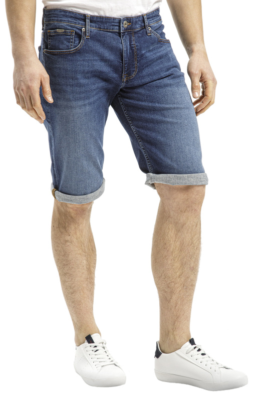 Pánské džínové kraťasy CROSS JEANS Max klasicky modré-seprané-31
