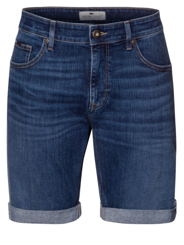 Pánské kraťasy CROSS JEANS Leom tmavě modré-seprané-38