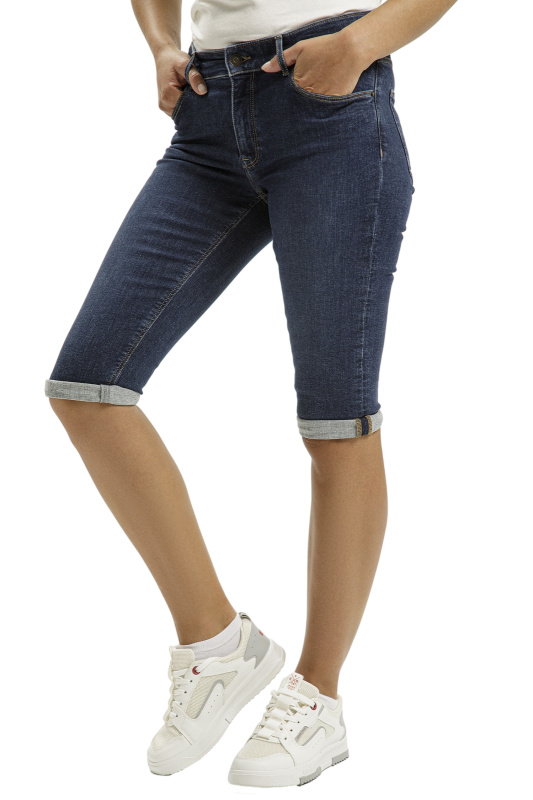 Dámské džínové kraťasy CROSS JEANS Adele tmavě modré-seprané-33