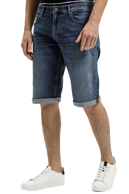 Pánské džínové kraťasy CROSS JEANS Max tmavě modré-seprané-40