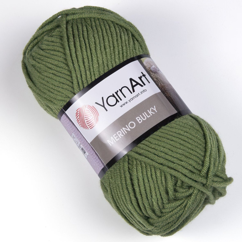Pletací příze YarnArt MERINO BULKY 098 tmavě zelená, jednobarevná, 100g/100m