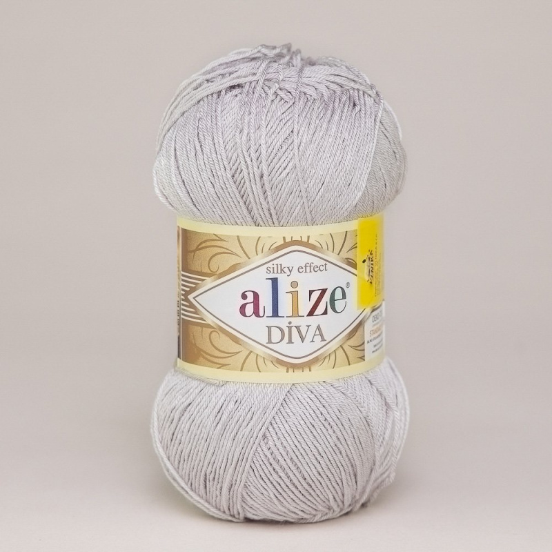 Pletací / háčkovací příze Alize DIVA 168 šedá, jednobarevná, 100g/350m