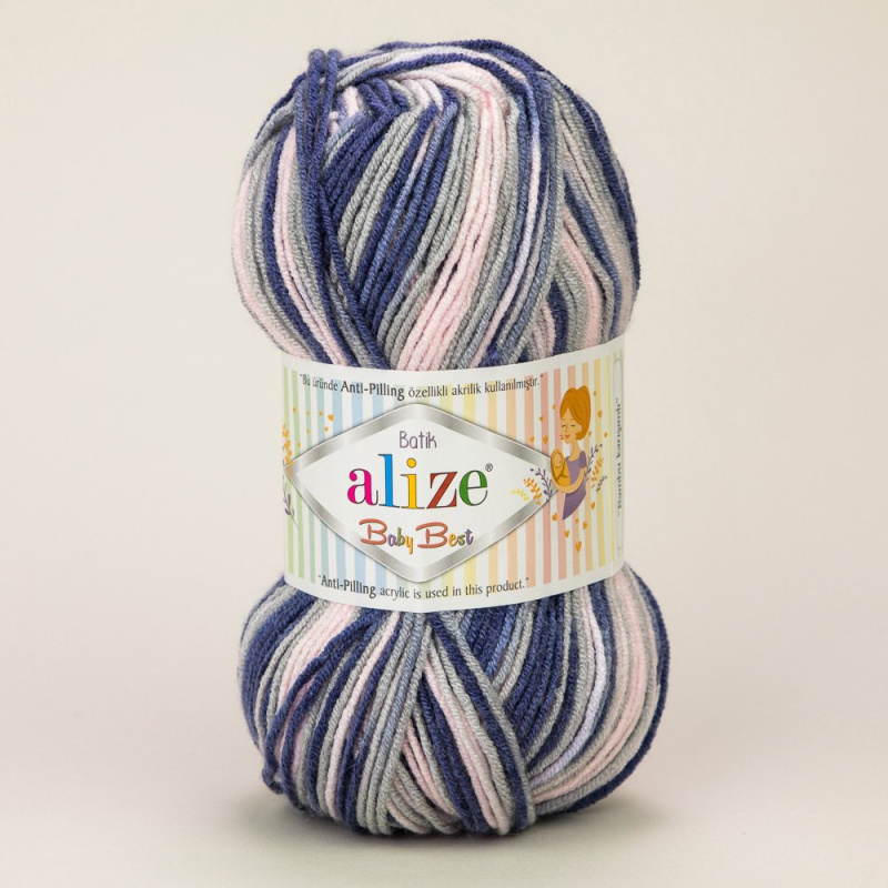 Pletací příze Alize BABY BEST BATIK 6665 modro-růžová, melírovaná, antipillingová, 100g/240m