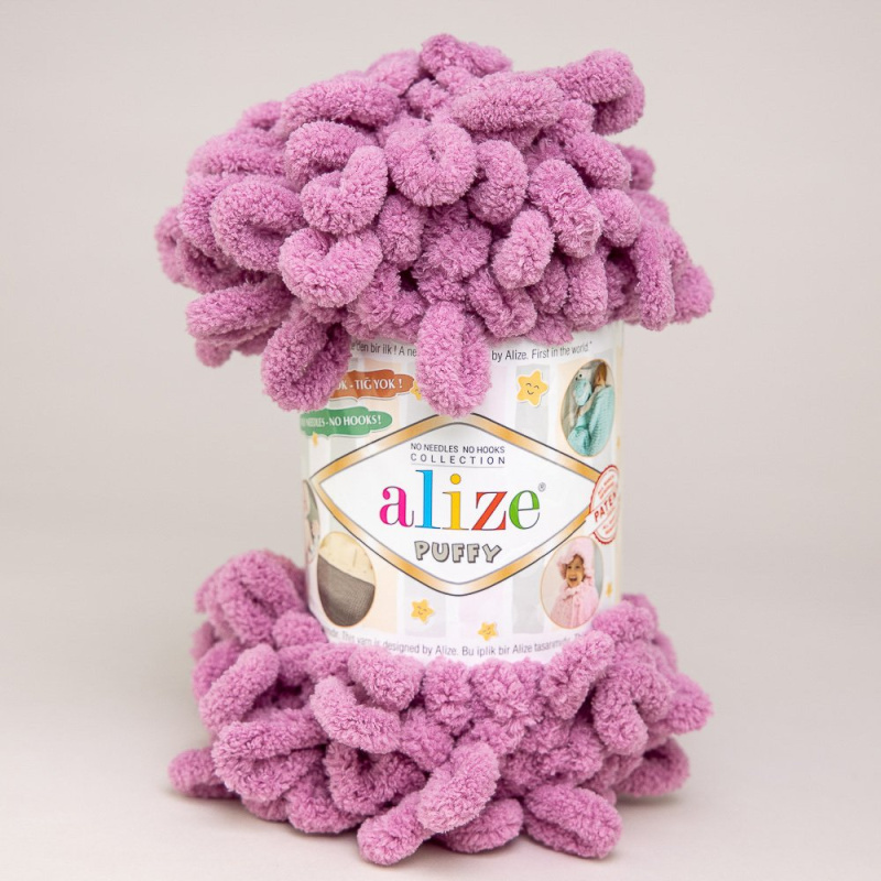 Pletací příze Alize PUFFY 28 tmavá starorůžová, efektní, 100g/9,2m