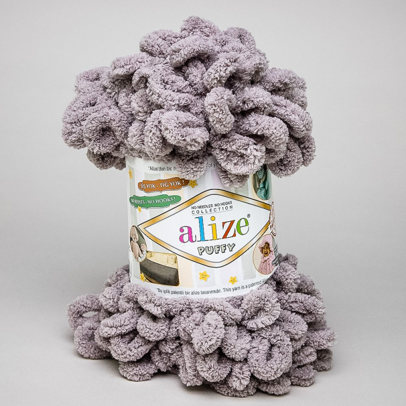 Pletací příze Alize PUFFY 268 šedobéžová, efektní, 100g/9,2m