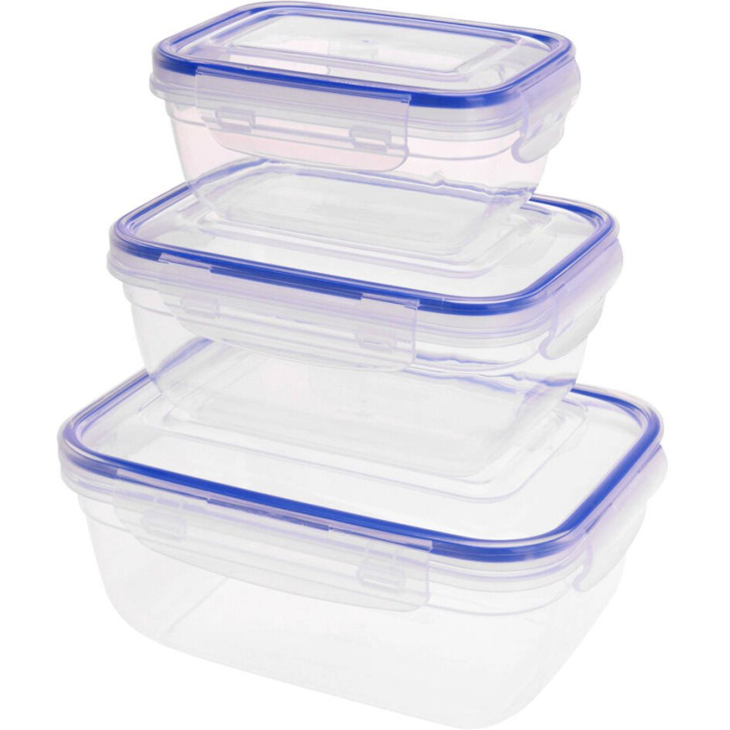 EH Excellent Houseware Excellent dóza plastová s klip víčkem 3 ks KO-022000010 transparentní