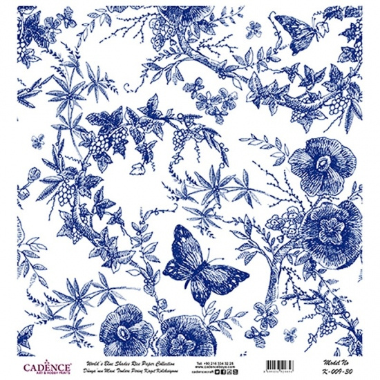 Rýžový papír Cadence v roli 30x 30cm - Modrá louka Aladine