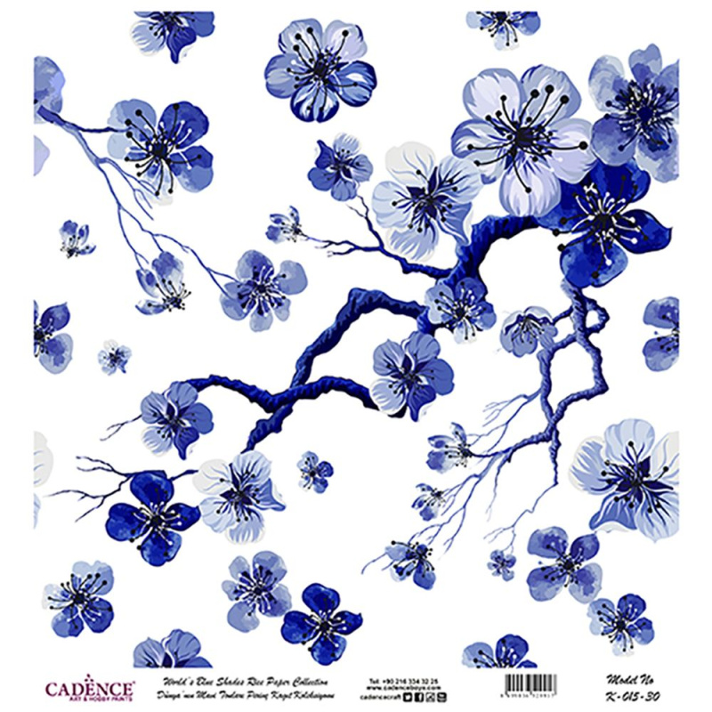Cadence Rýžový papír Cadence, 30x30 cm - Modrá jabloň