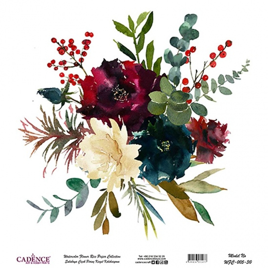Rýžový papír Cadence v roli 30 x 30 cm - Kytice s eukaliptem Aladine