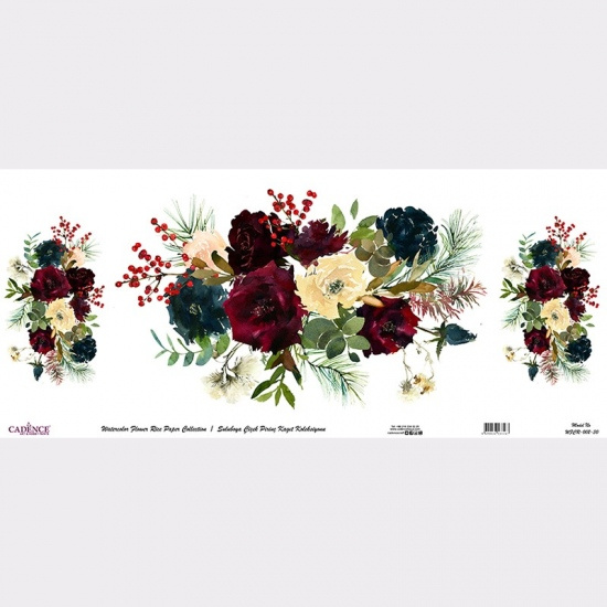 Rýžový papír Cadence v roli 30 x 68 cm - 3 kytice růže a hloh Aladine