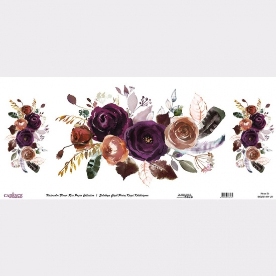 Rýžový papír Cadence v roli 30 x68 cm - 3 kytice s peřím Aladine
