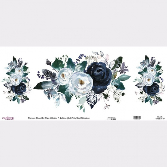 Rýžový papír Cadence v roli 30 x 68 cm - Černobílá kytice Aladine