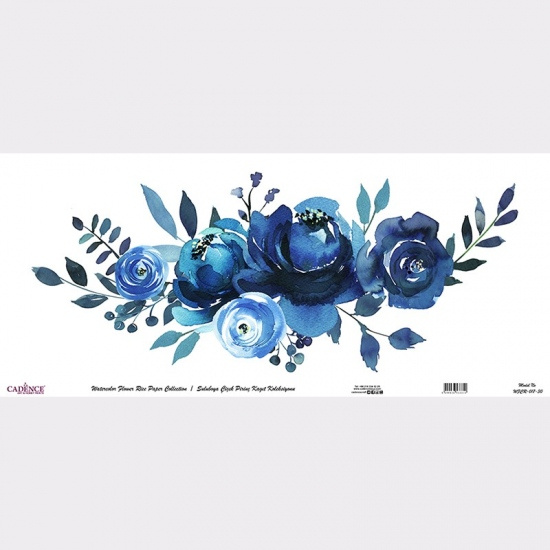 Rýžový papír Cadence v roli 30 x 68 cm - Modrá kytice Aladine