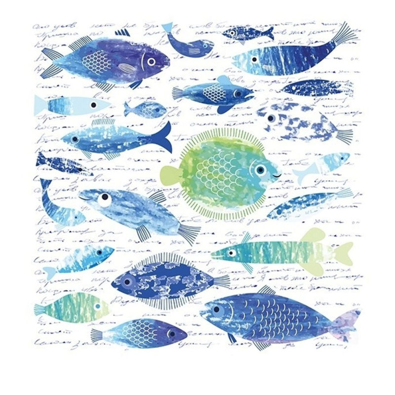 Cadence Transferový obrázek na textil Cadence, 43x43 cm - Ryby s nápisy
