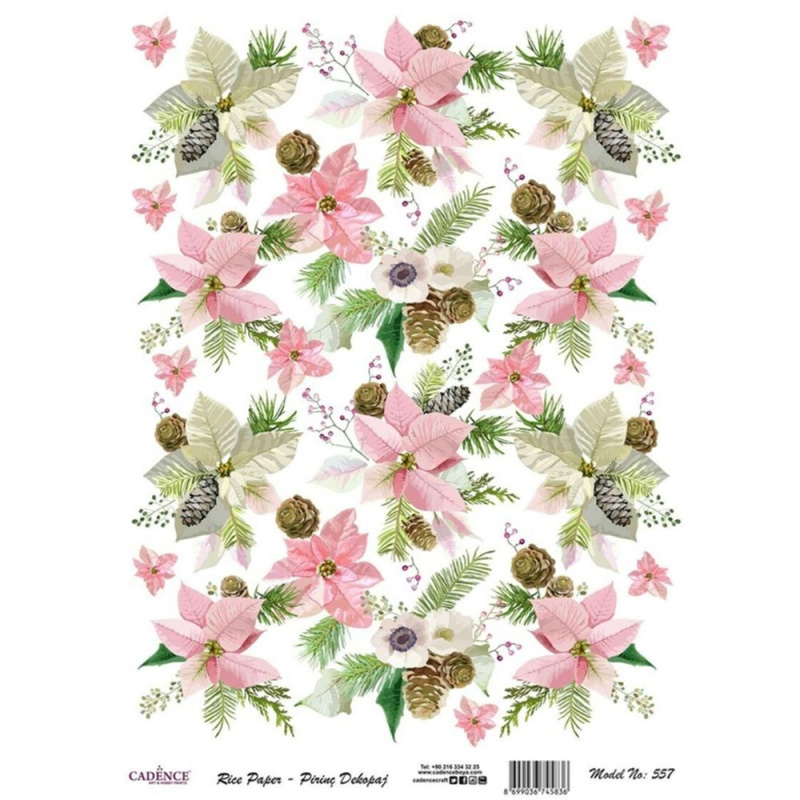 Cadence Rýžový papír Cadence, A4 - Vánoční květina