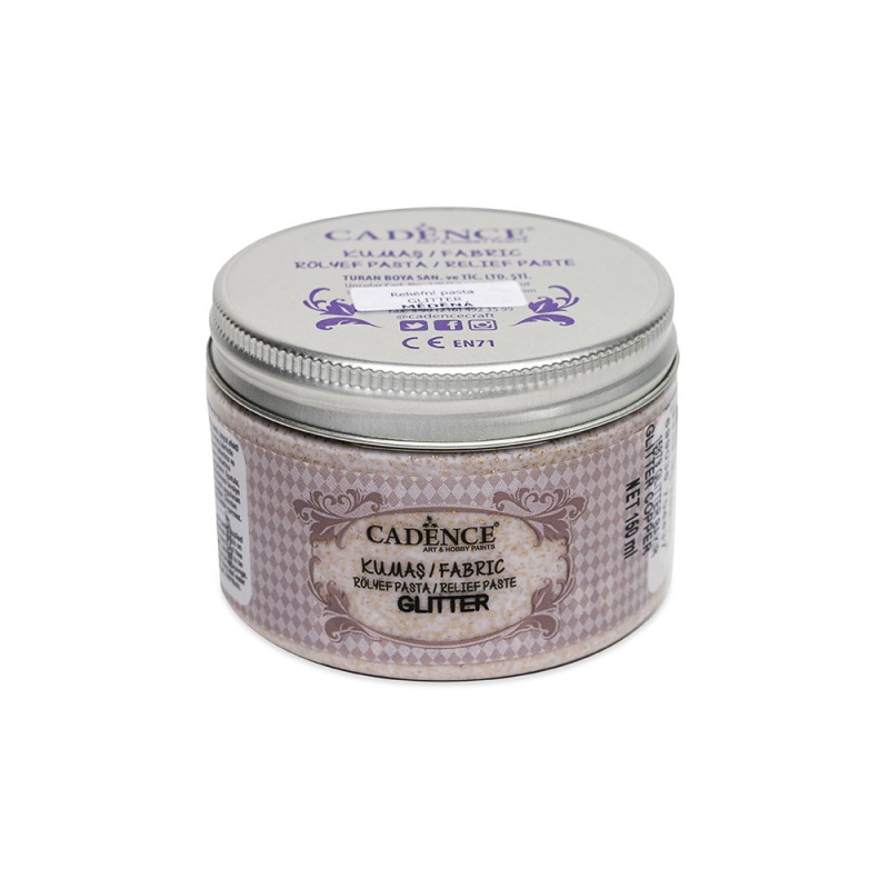 Cadence Reliéfní pasta na textil Cadence Fabric Glitter, 150 ml - VYBERTE ODSTÍN - Reliéfní pasta na textil Cadence Fabric Glitter, 150 ml - třpytivá měděná