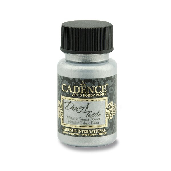 Cadence Metalická barva na textil Cadence Dora Textile, 50 ml - VYBERTE ODSTÍN - Metalická barva na textil Cadence Dora Textile, 50 ml - silver, stříbrná