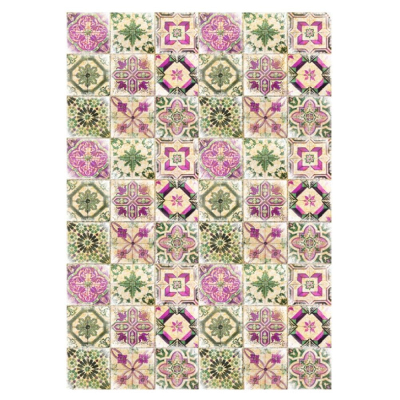 Cadence Rýžový papír Cadence - Růžovozelené dlaždice - VYBERTE VELIKOST - Rýžový papír Cadence, A3 - Růžovozelené dlaždice