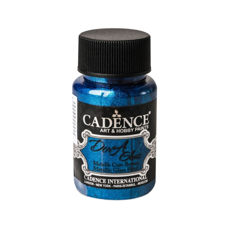 Metalická barva na sklo Dora Glass modrá sax blue 50 ml Aladine