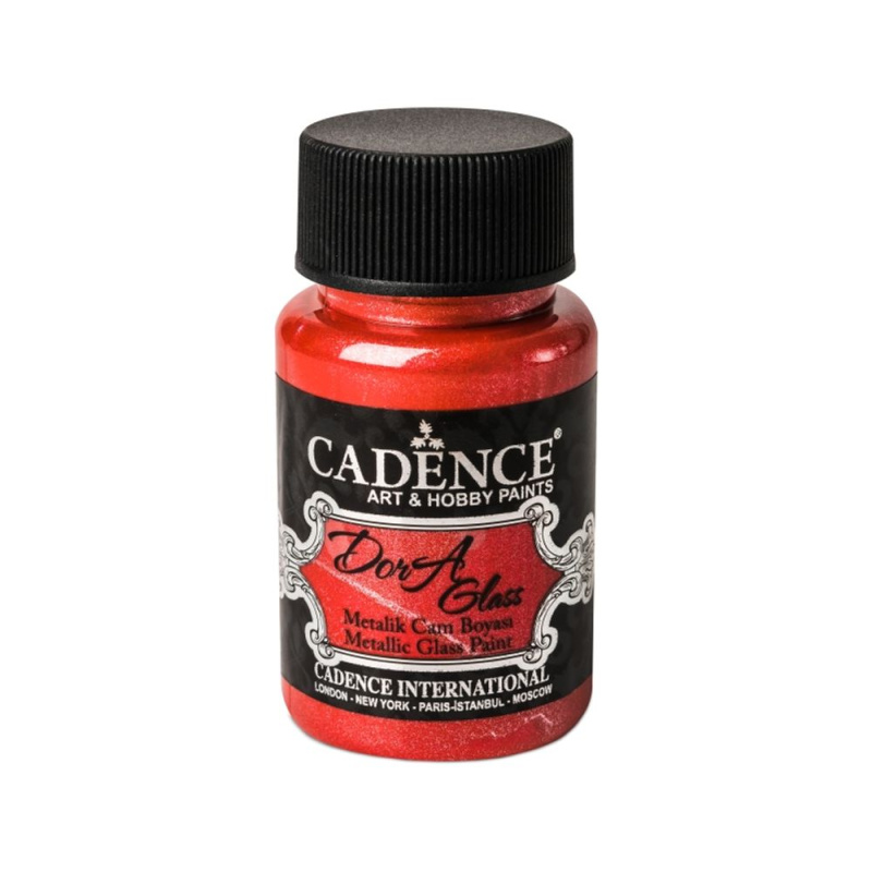 Metalická barva na sklo Dora Glass červená red 50 ml Aladine