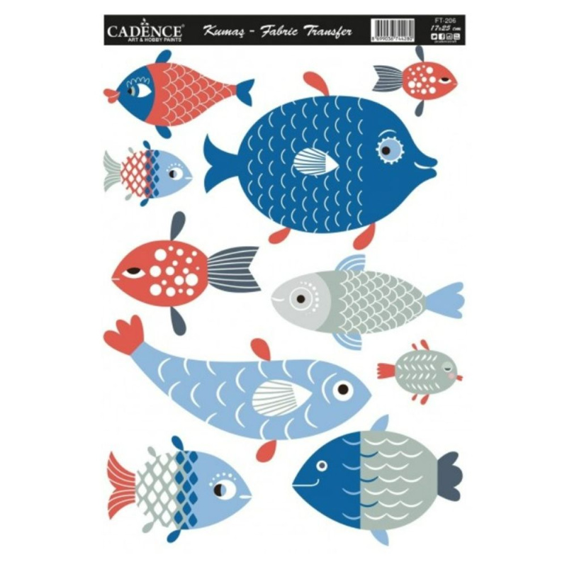 Cadence Transferový obrázek na textil Cadence, 17x25 cm - Veselé rybičky