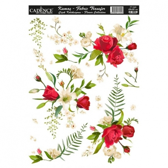 Cadence Transferový obrázek na textil Cadence, 25x35 cm - Růže a lilie