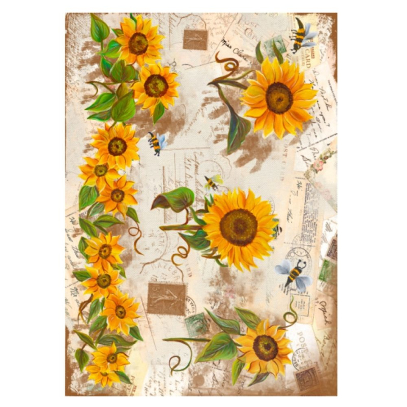 Cadence Rýžový papír Cadence - Slunečnice s dopisy - VYBERTE VELIKOST - Rýžový papír Cadence, A3 - Slunečnice s dopisy