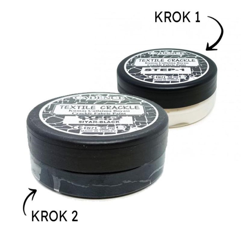Cadence Krakelovací pasta na textil Cadence Textile Crackle, 50 + 50 ml - VYBERTE ODSTÍN - Textilní barva na krakelování Cadence - černá