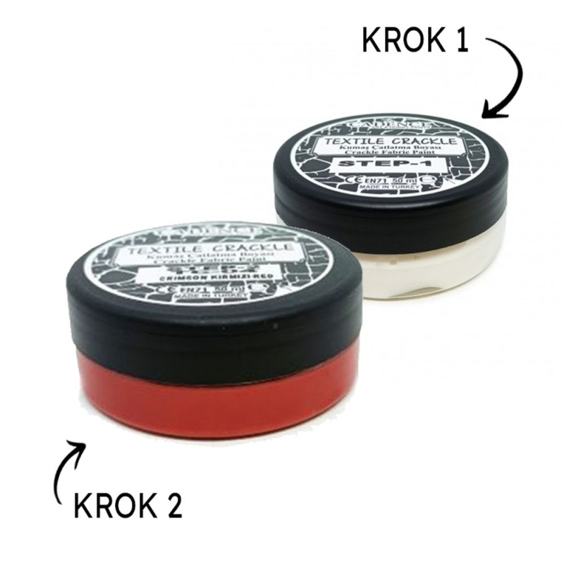 Cadence Krakelovací pasta na textil Cadence Textile Crackle, 50 + 50 ml - VYBERTE ODSTÍN - Textilní barva na krakelování Cadence - červená