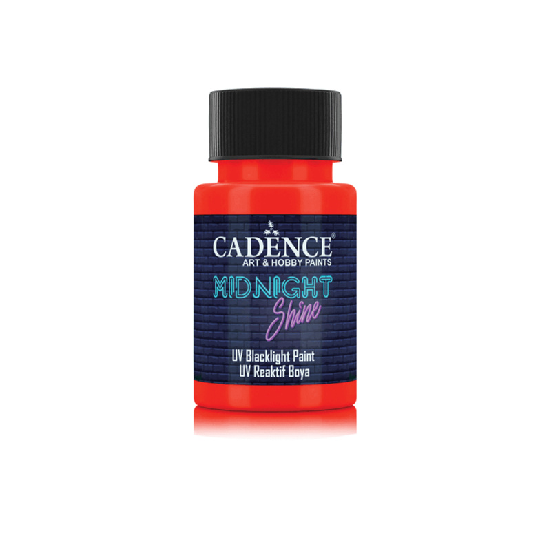 Svítící UV barva na textil Cadence Midnight Shine, 50 ml - orange red, oranžovočervená Aladine