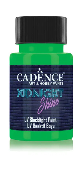 Svítící UV barva na textil Cadence Midnight Shine, 50 ml - green, zelená Aladine