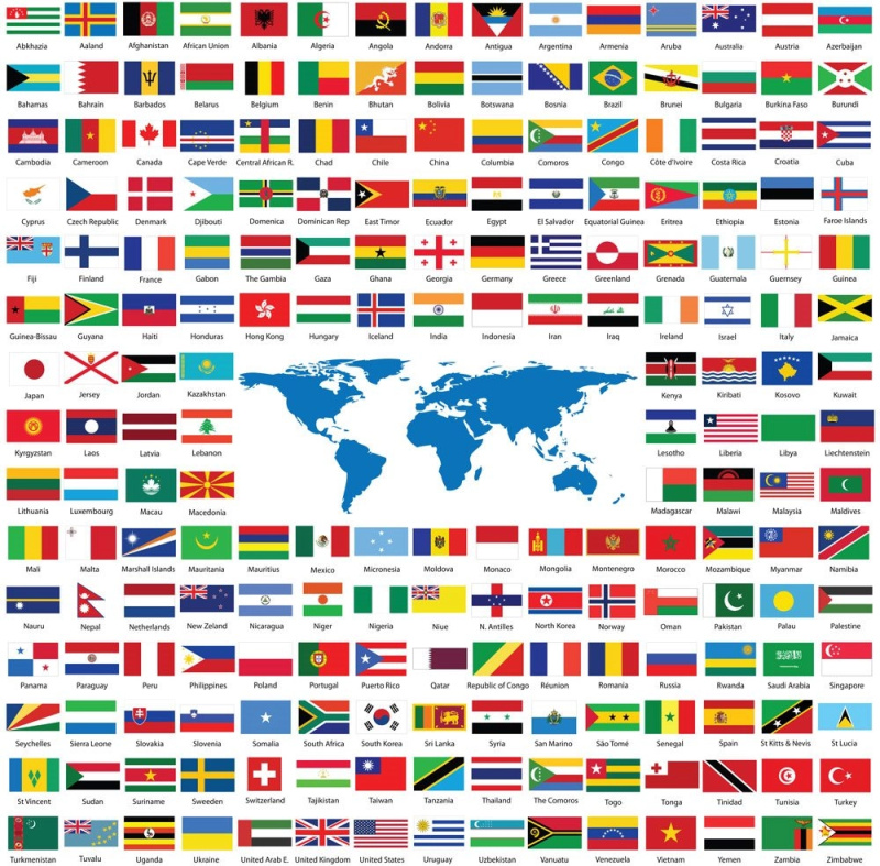 Čtvercové puzzle Vlajky 1023 dílků